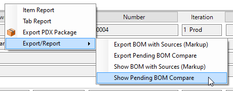 Context menu optional export report