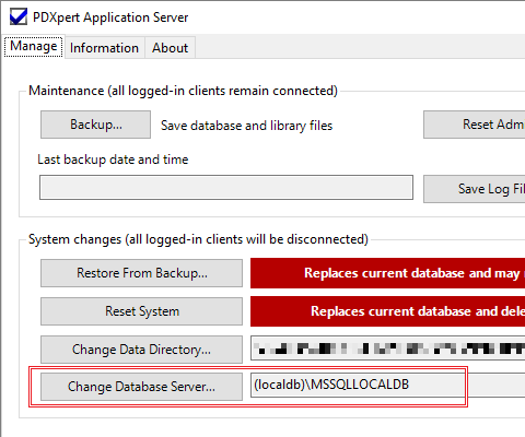 Manage page - SQL Server