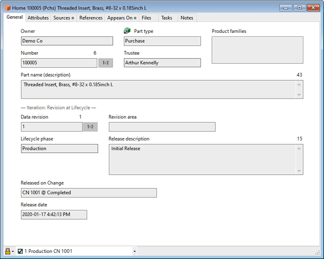 PDXpert PLM software part window