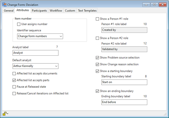 Change Types collection Deviation member setup